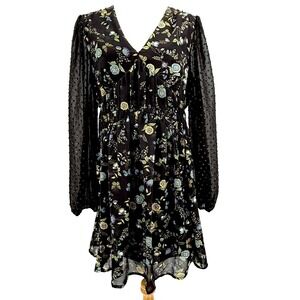 Umgee‎ Womens Dress L Dark Fairy Romantic Whimsigoth Boho Feminine Sheer Chiffon